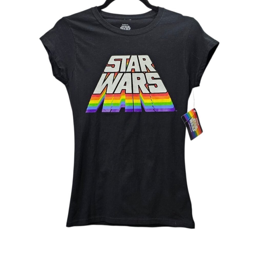 Star Wars Disney Rainbow Stack New Logo Short Sleeve Junior Graphic T-Shirt